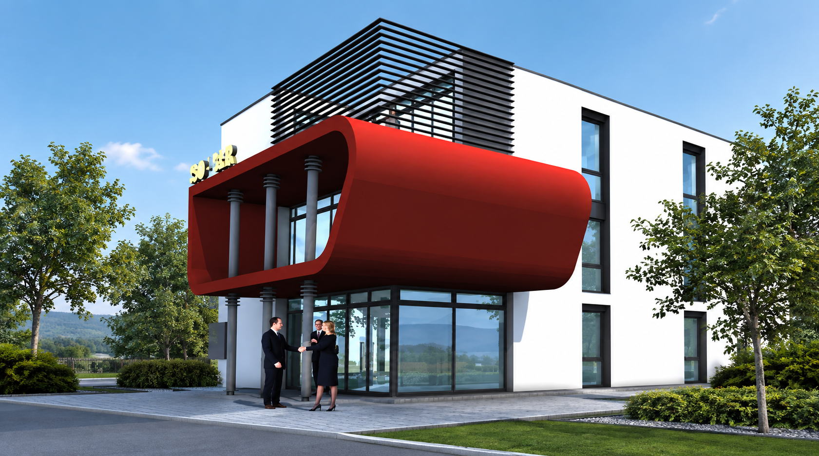 Modernes Wohnhaus in warmem Abendlicht